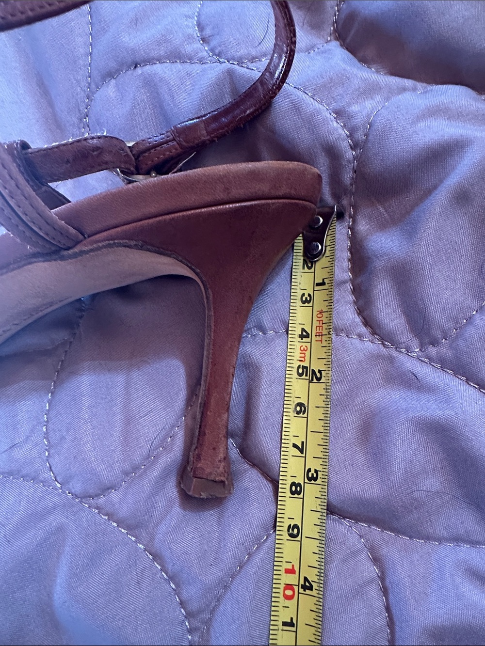 Manolo Blahnik Brown Leather T-Strap Heeled Sandals - Picture 6 of 6